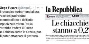 Il rotocalco turbomondialista "La Repubblica" vorrebbe che l'Italia affondasse, pur di poter attaccare il governo