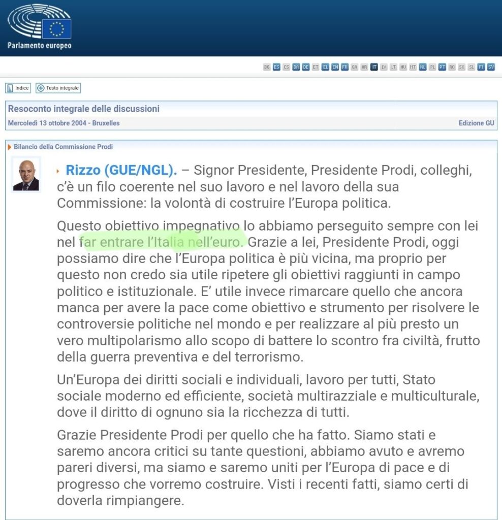 Quando Marco Rizzo ringraziava Romano Prodi per averci portati nell ...